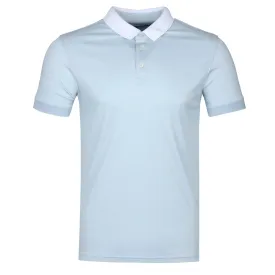 Remus Uomo Contrast Collar Polo Shirt in Sky Blue