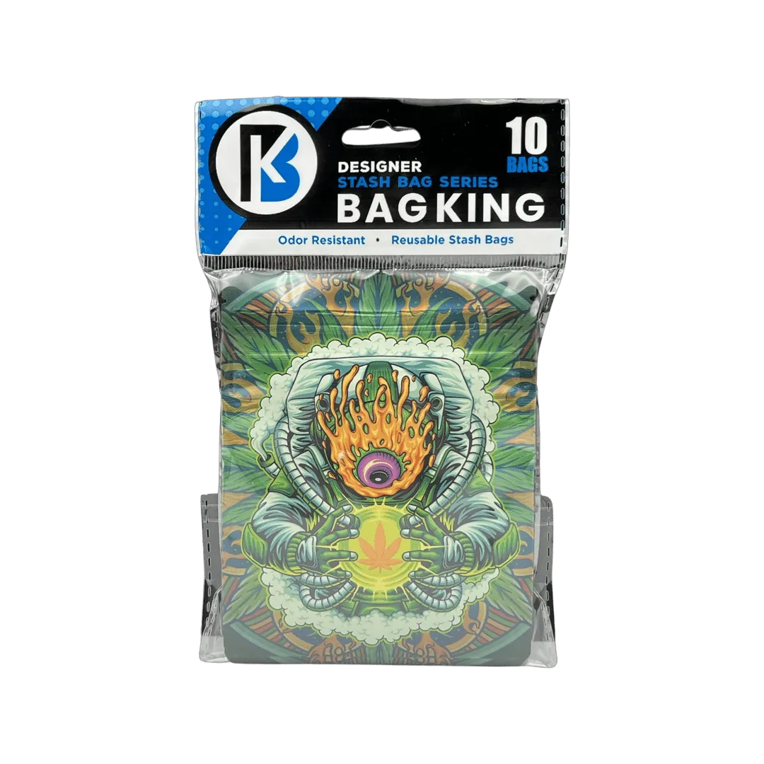 10-Pack Bag King Psychedelic Astronaut Wide Mouth Child-Resistant Mylar Bag | 1/8th ounce