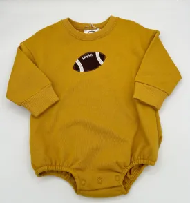 18 M Onesie Sweatshirt Long Sleeve - Mustard w/Brown Football Applique