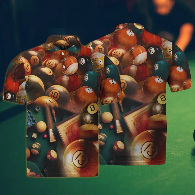 3D All Over Print Full Ball Pattern Polo Shirt, Idea Gift for Pool Player