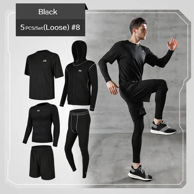 5 Pcs/Set Men's Tracksuit Gym Fitness Compression