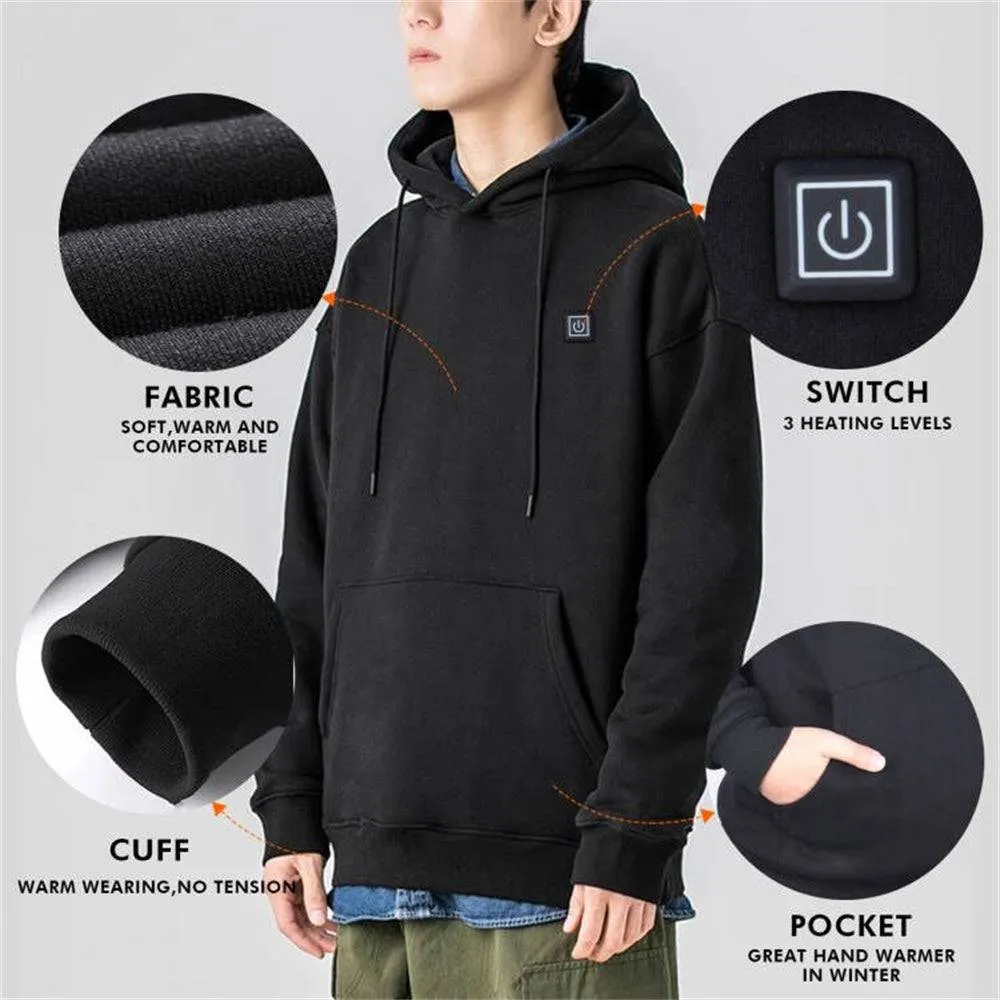 ARRIS 5V Electric Heated Hoodie Pullover Hoodie with 10000mah Battery Pack for Men 5 Heating Zones