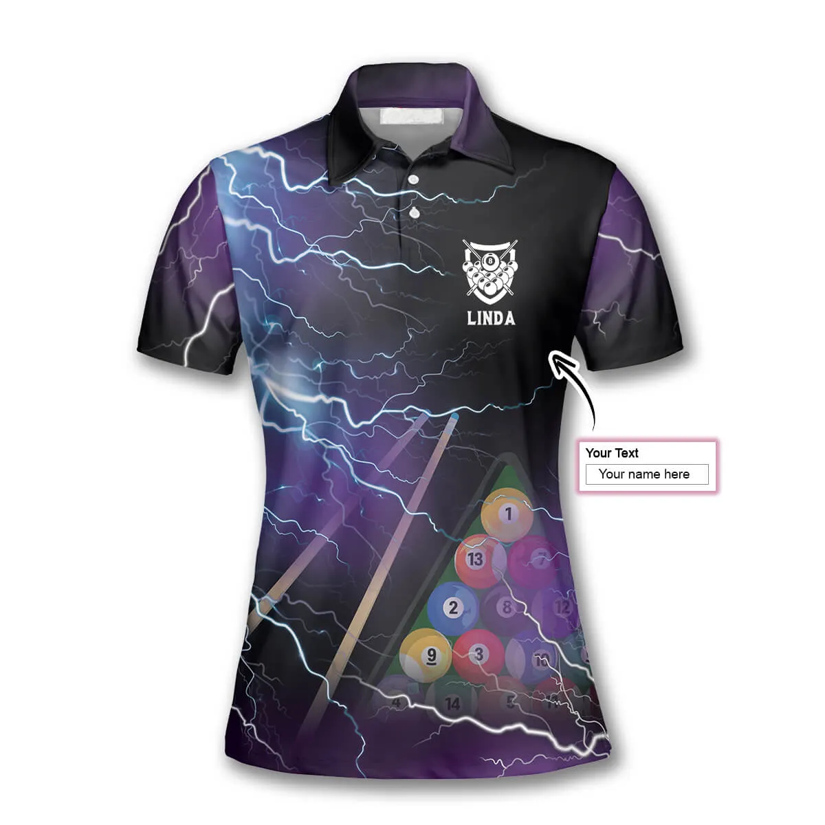 Billiard Thunder Lightning Custom Billiard Shirts for Women, Billiard Gift for Her