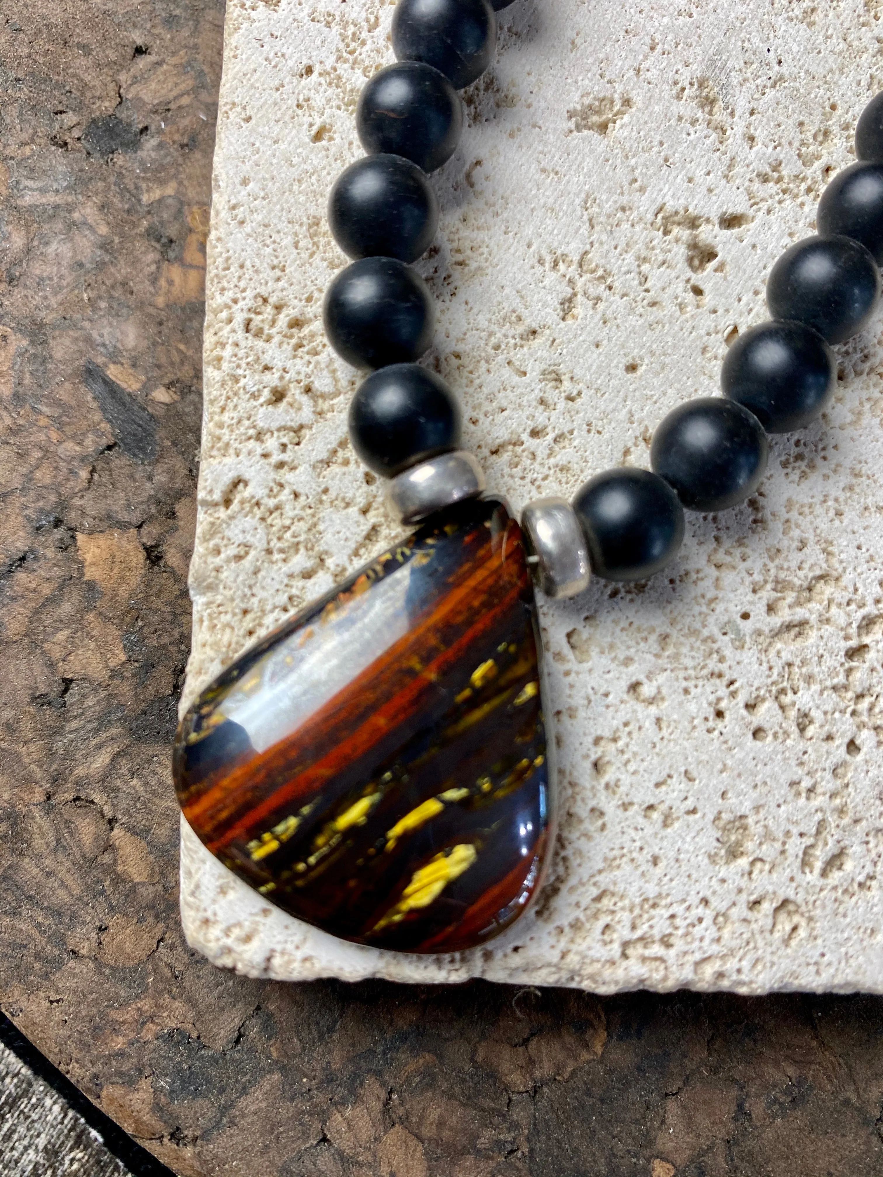 Black Onyx And Tigers Eye Necklace