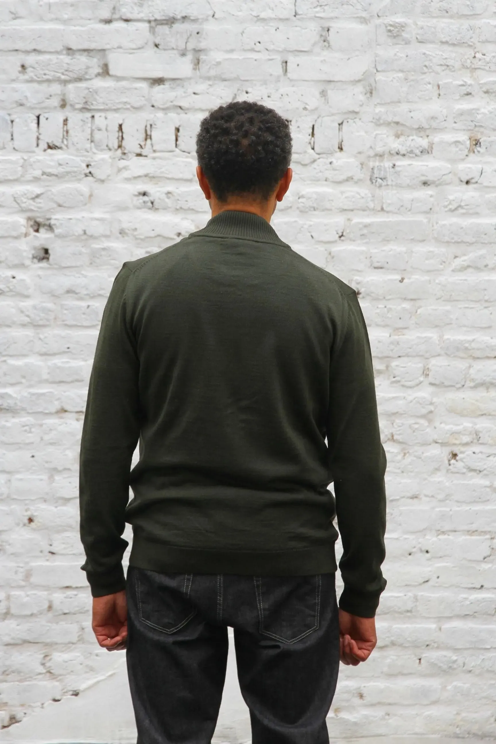 Brewer Knitted Zip Cardigan - Bottle Green