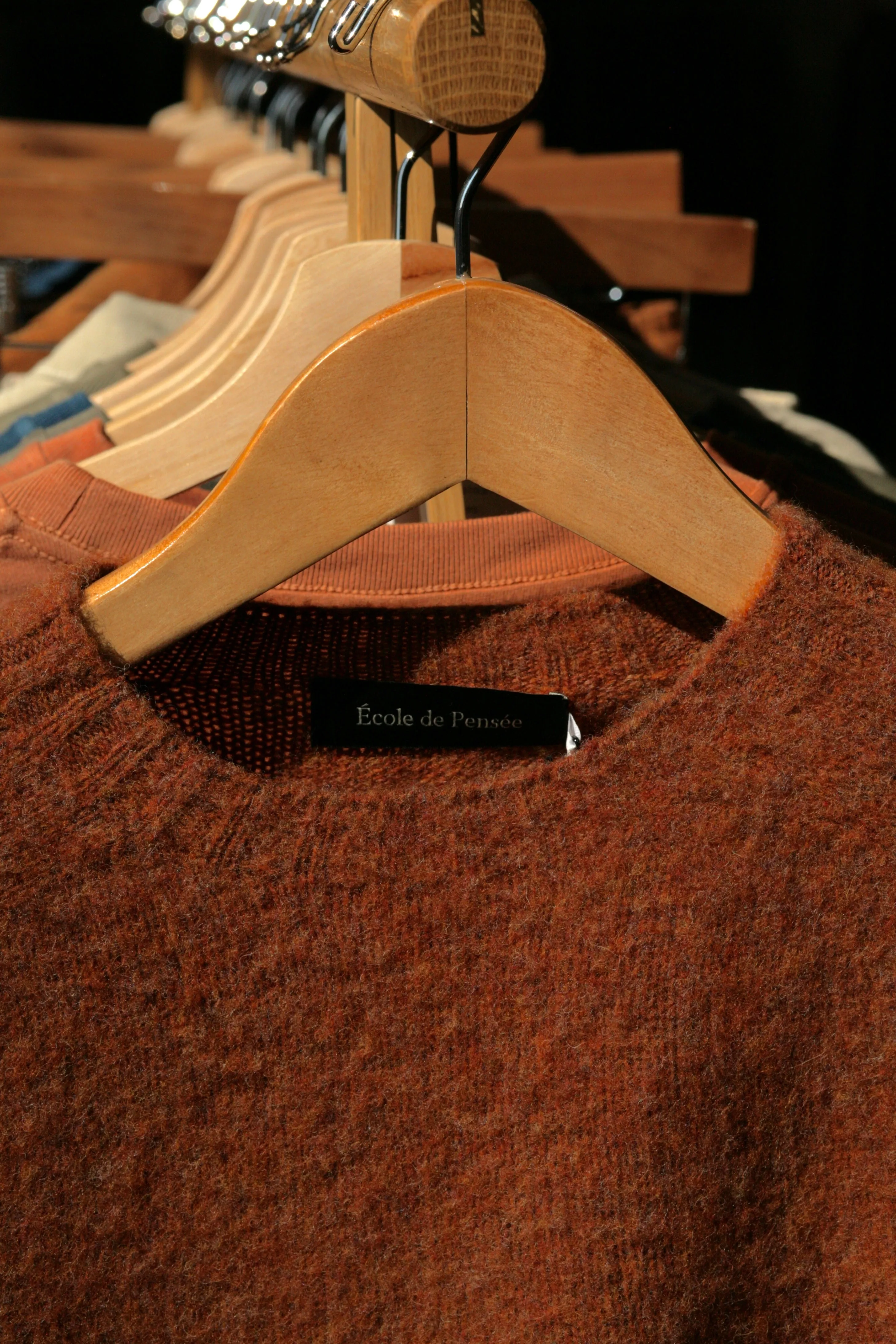 Brushed Shetland Wool Crewneck in Rust