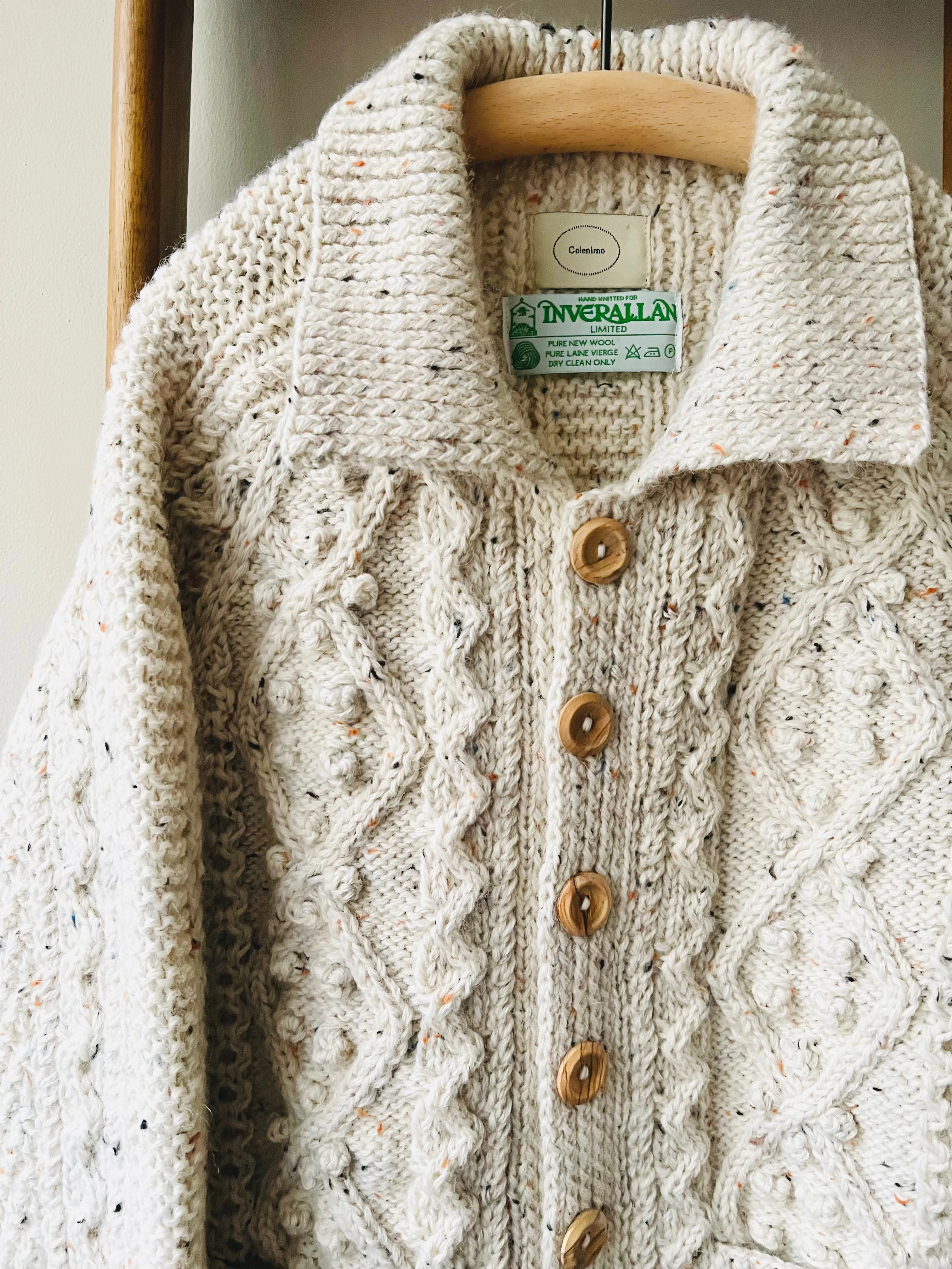 Cable Aran Cardigan / Ecru Nep