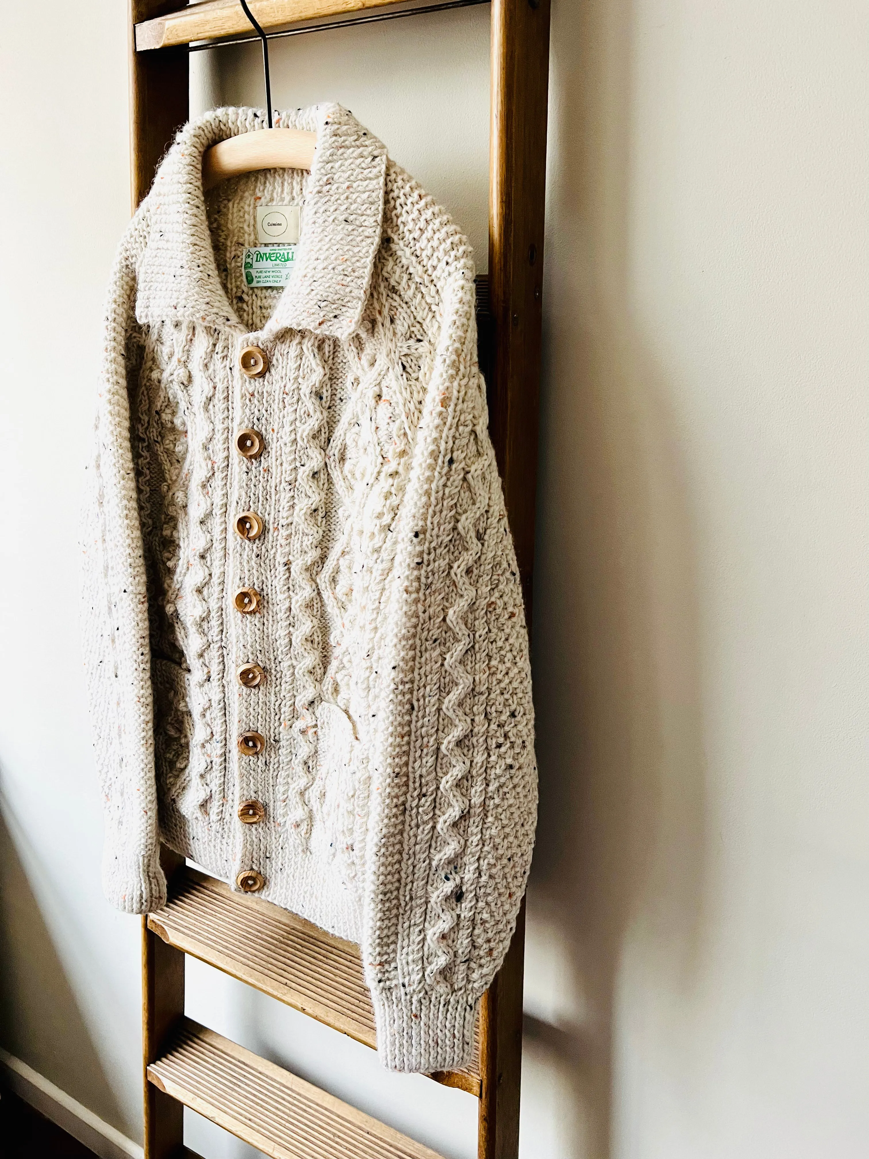 Cable Aran Cardigan / Ecru Nep