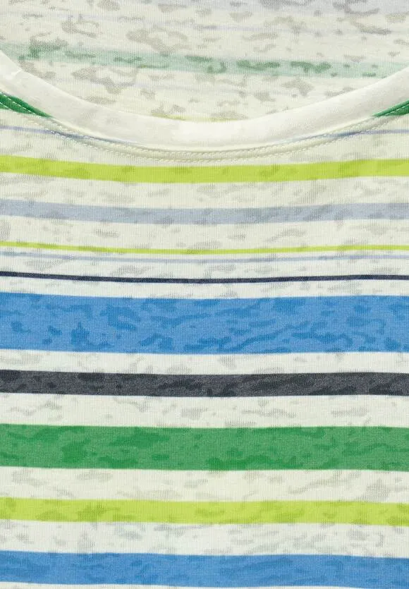 Cecil Stripe T Shirt with Shoulder Tie detail 321627 Green