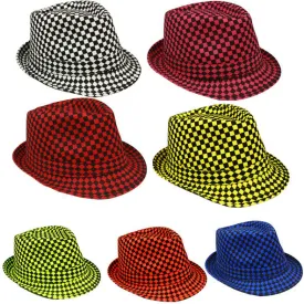 checkered fedora hat Case of 72