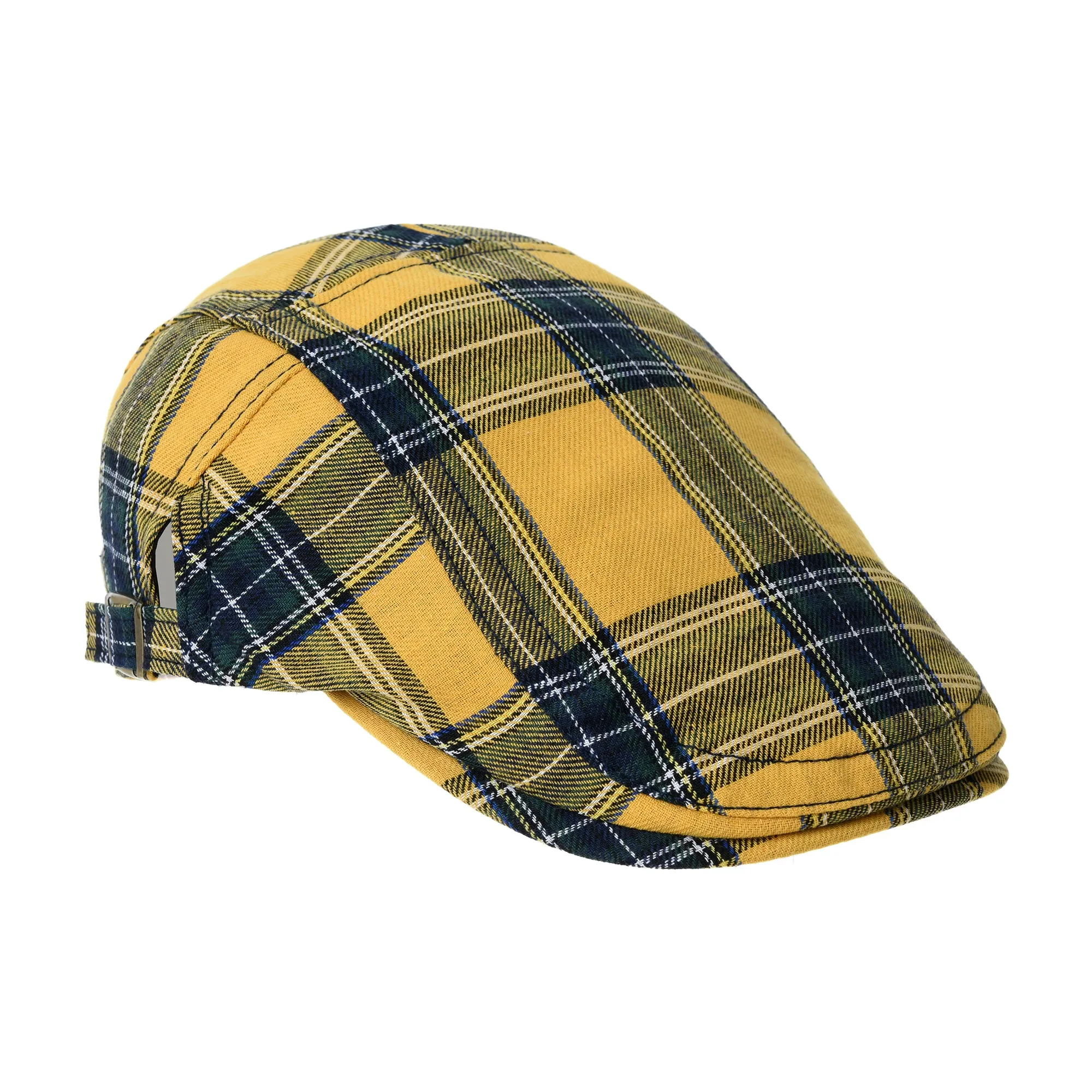 Cotton Plaid Ivy Newsboy Cap Cabbie Flat Beret Hat YZ30097