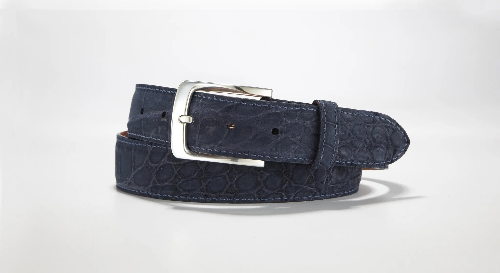 Crocodile Suede Belt 1 3/8" - 35mm (Brown)