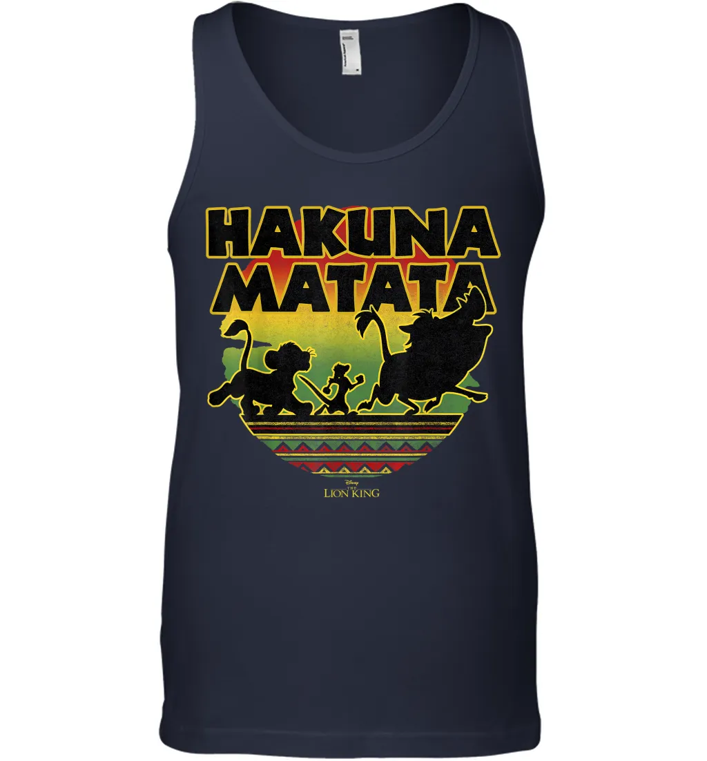 Disney The Lion King Simba Timon Pumba Worry Free Sunset Men Cotton Tank Top