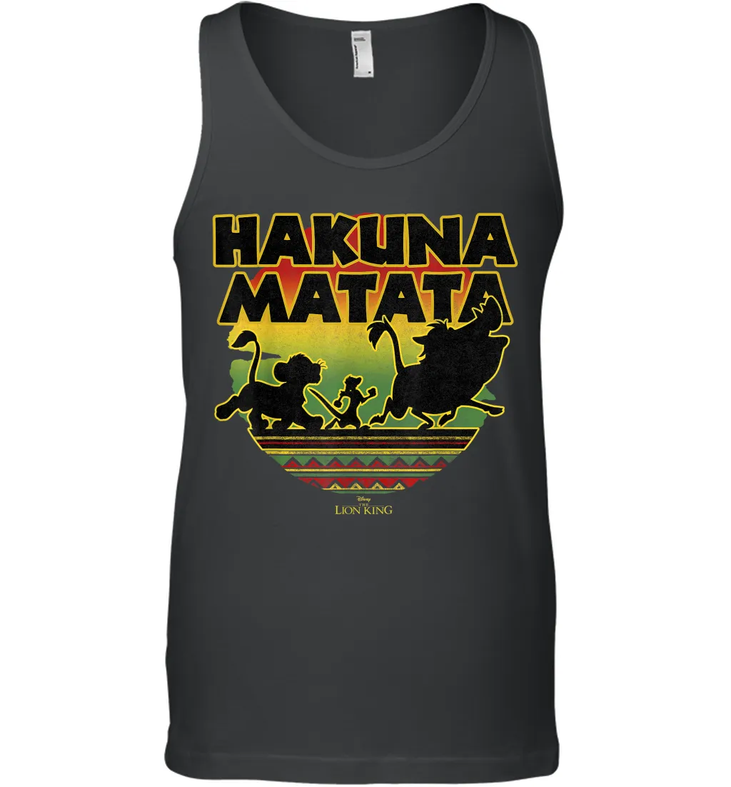 Disney The Lion King Simba Timon Pumba Worry Free Sunset Men Cotton Tank Top