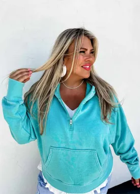 Easy Does It Pullover in Aqua by Blakeley