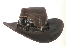 Genuine Leather and Caiman Skin Cowboy Hat TOM-7107