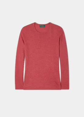 Harriet Ladies Geelong Lambswool Crew Neck Jumper In Rouge