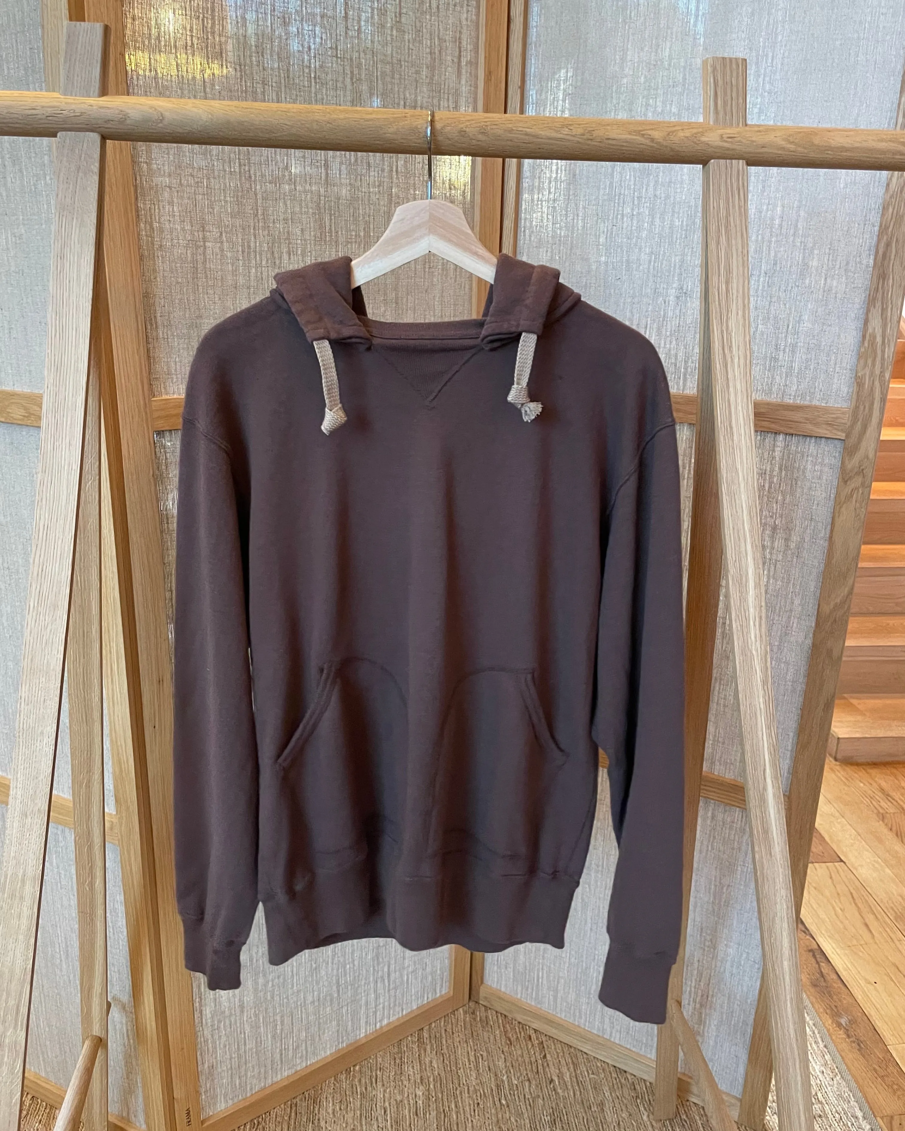 Japanese Organic Cotton Hoodie Handyed with Chestnut - Dark Kuri