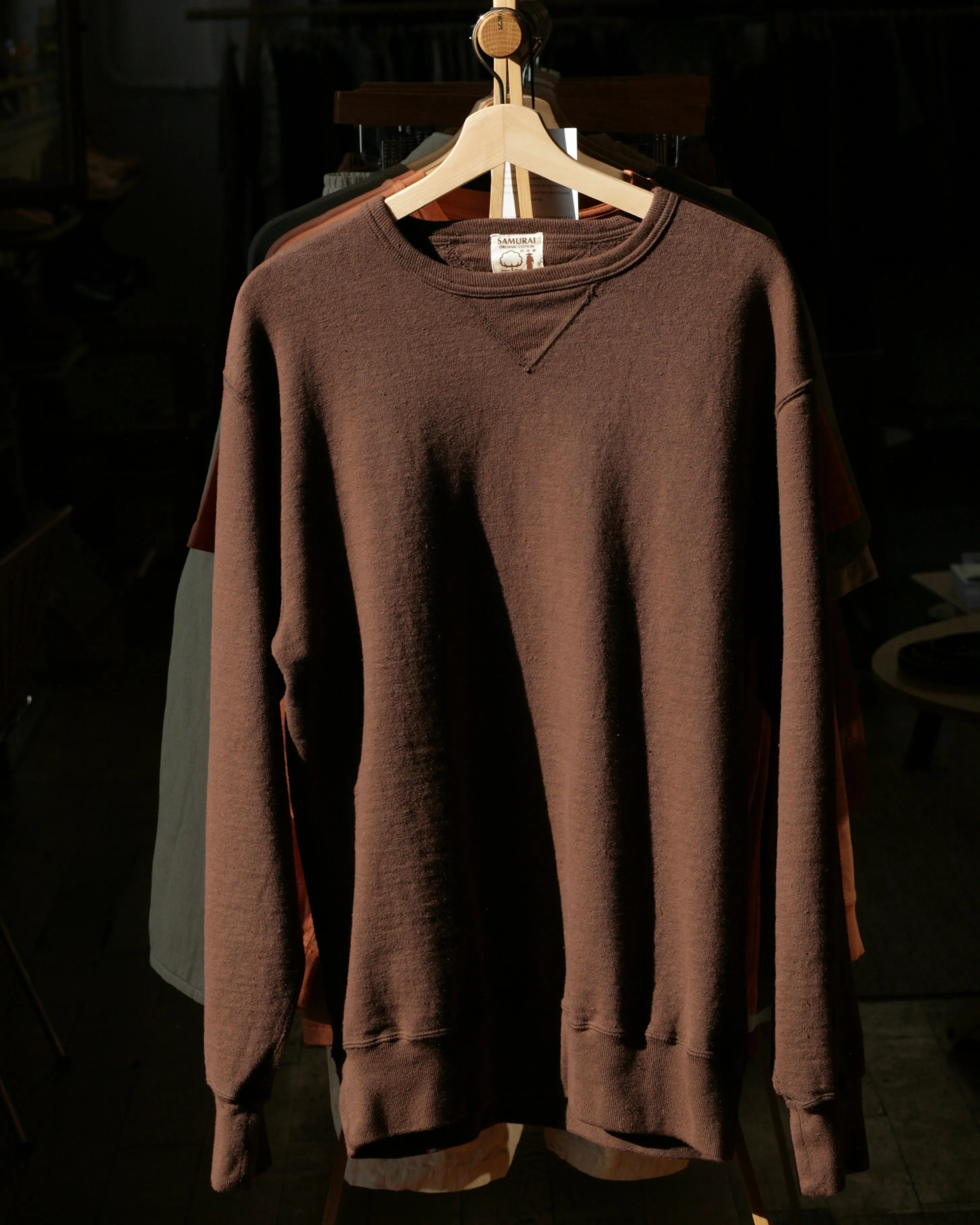 Japanese Organic Cotton Sweatshirt Hand-Dyed with Chestnut - Dark Kuri