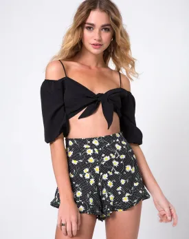 Jiro Short in Polka Daisy Black