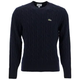 Lacoste classic fit cable knit wool pullover