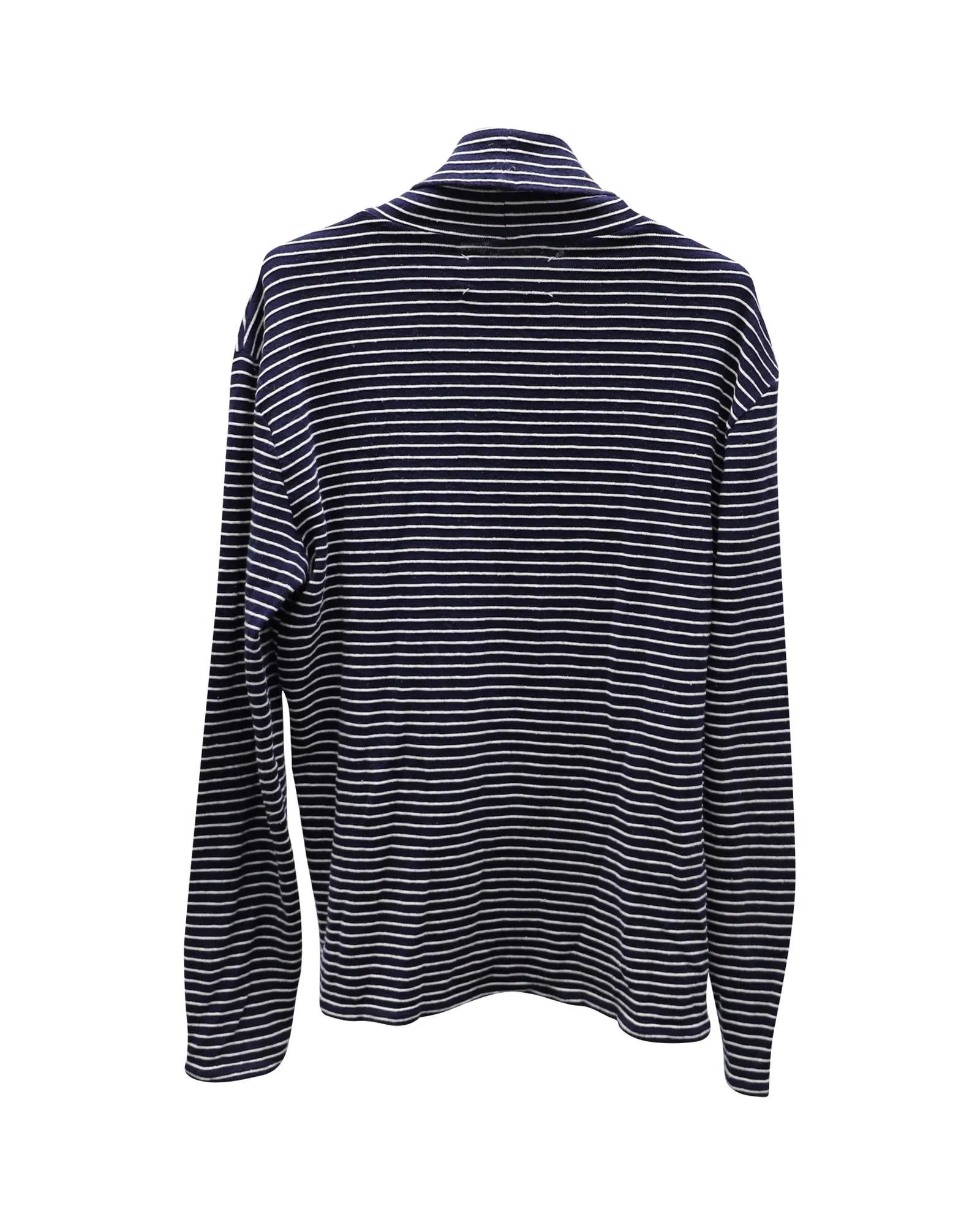 Maison Martin Margiela Striped Tutrle Neck Long sleeves Shirt in Blue and White Cotton