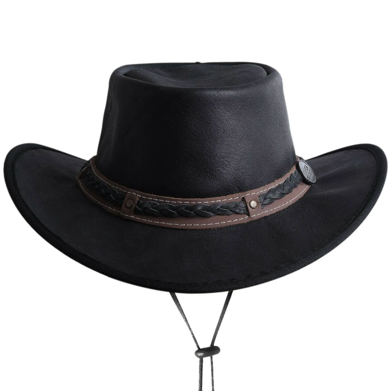 MEN'S CRUSHER OUTBACK   PREMIUM  LEATHER BLACK HAT UNISEX