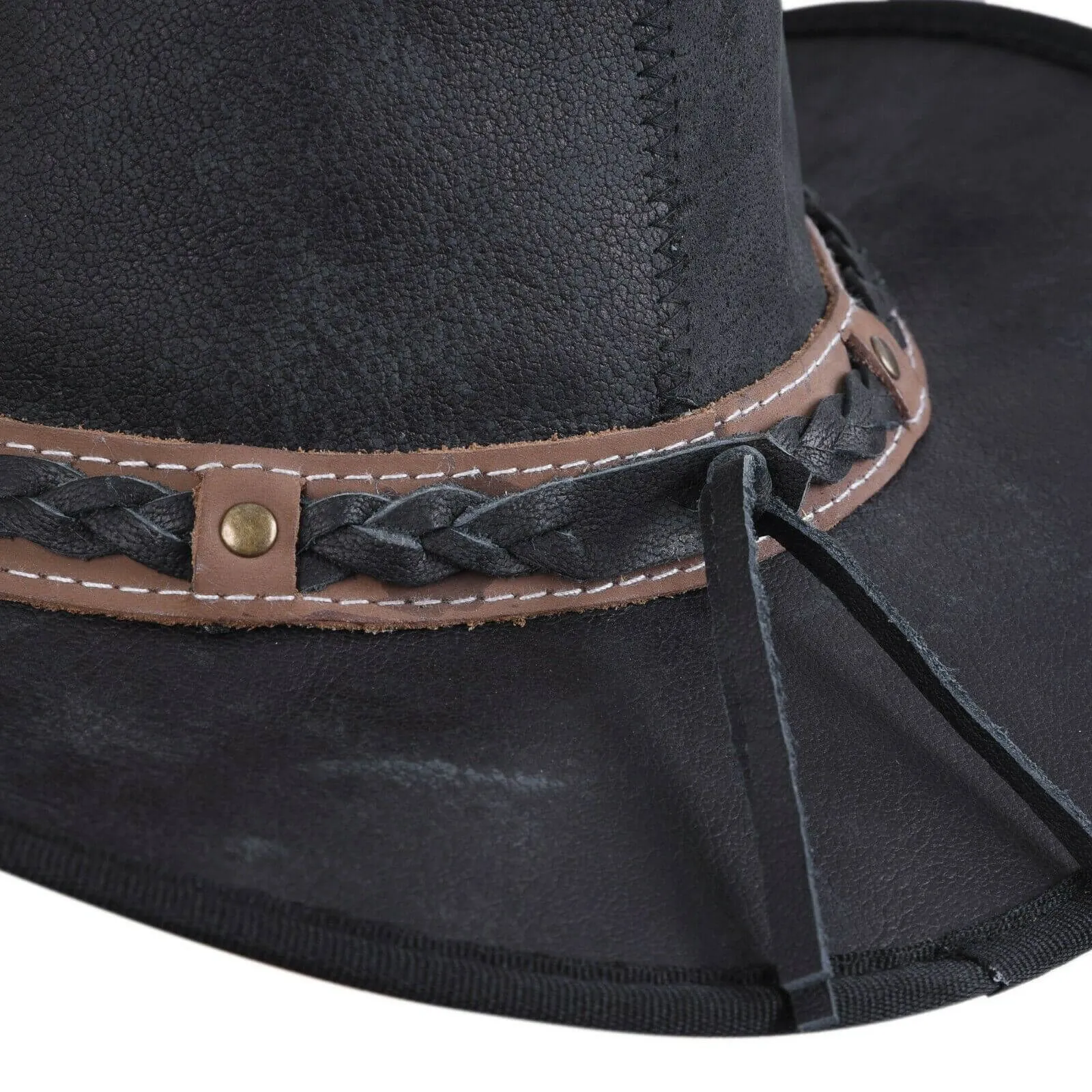 MEN'S CRUSHER OUTBACK   PREMIUM  LEATHER BLACK HAT UNISEX