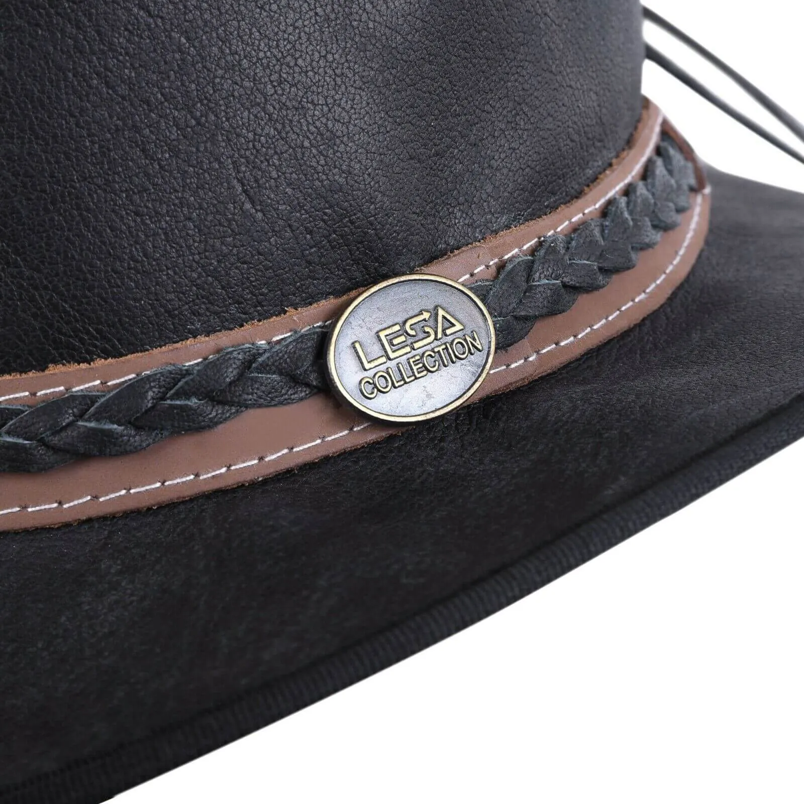 MEN'S CRUSHER OUTBACK   PREMIUM  LEATHER BLACK HAT UNISEX