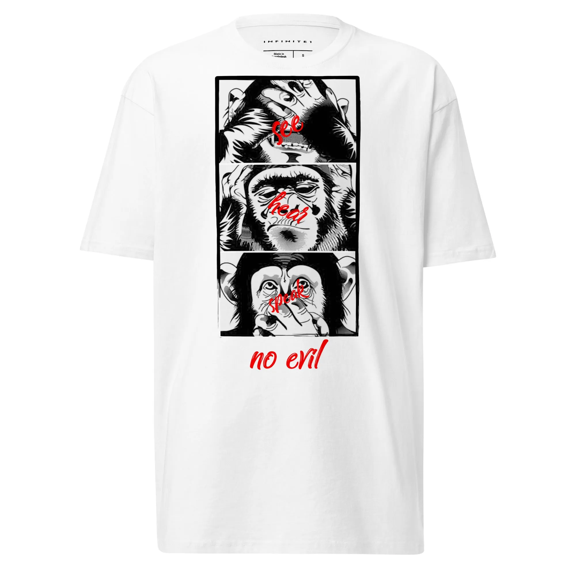 Men’s No Evil Theme With Monkeys Graphic Tee