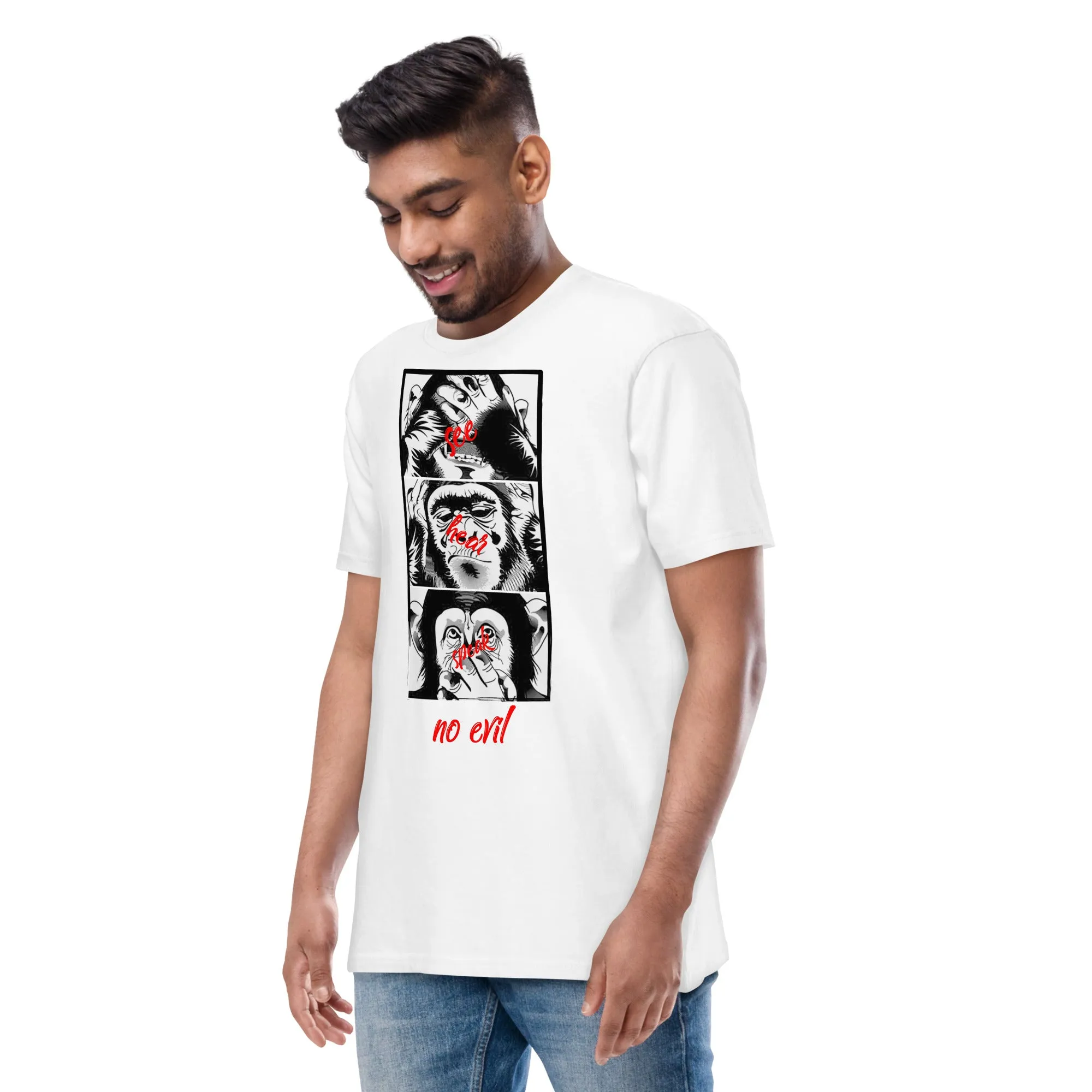 Men’s No Evil Theme With Monkeys Graphic Tee