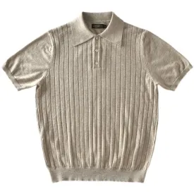 Mens Retro Stripped Knitted Polo Shirt