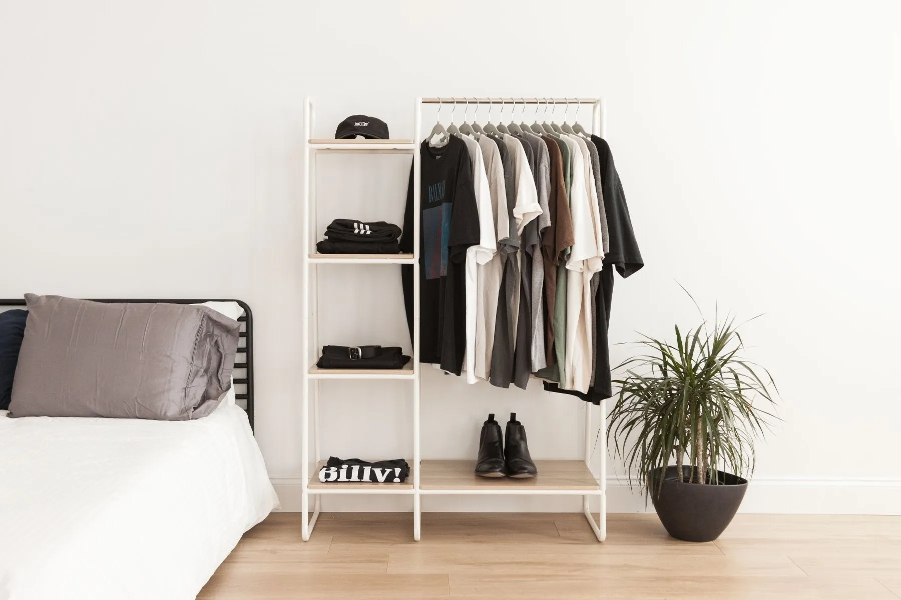 Metal Garment Rack with Wood Shelf - 5 Shelf