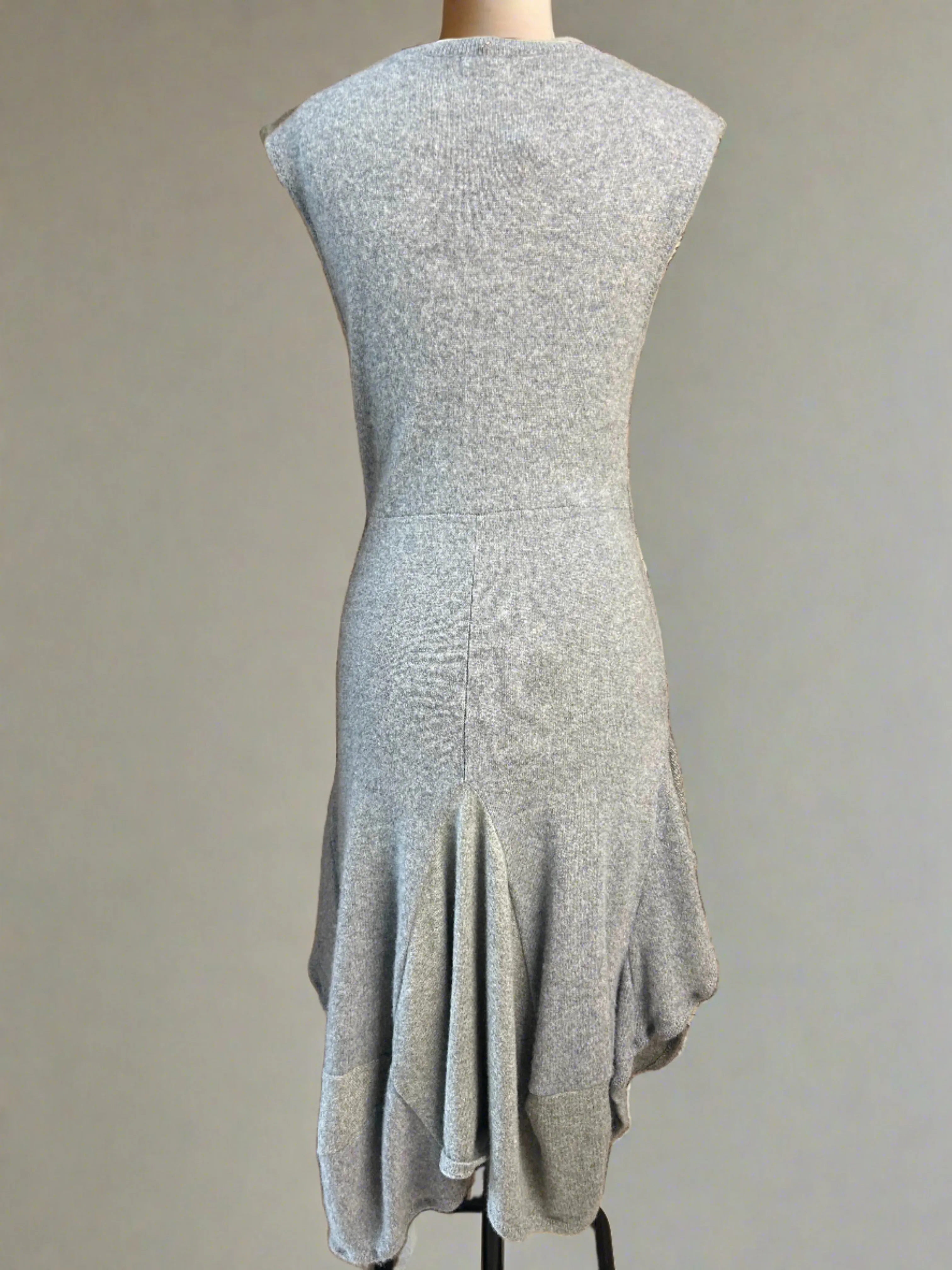 Nimpy Clothing upcycled 100% cashmere long grey tulip dress