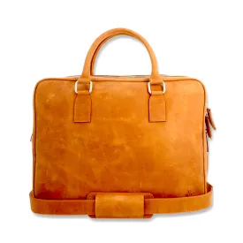 Norde Camel Tan Pull-up Leather Laptop Briefcase