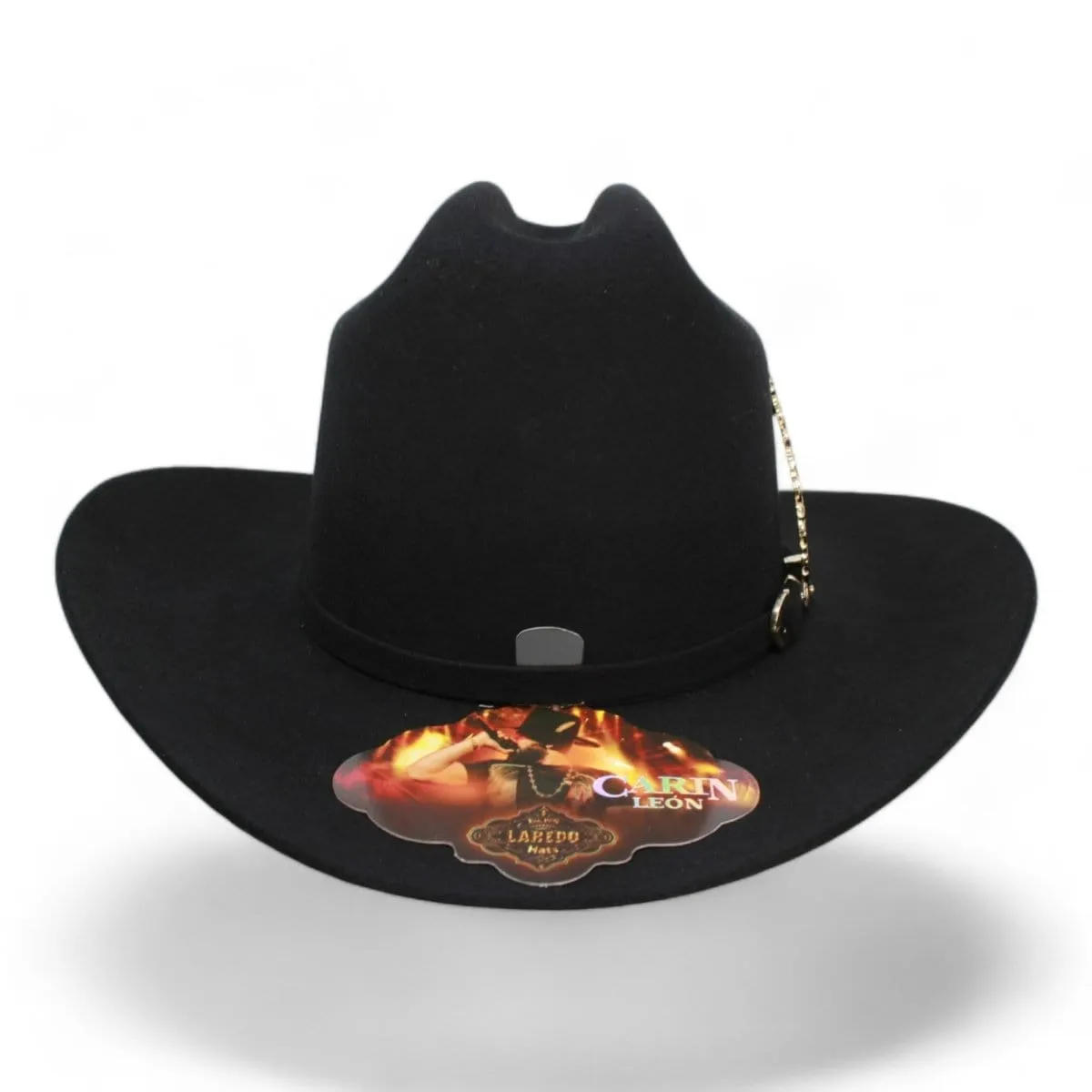 Official Carin Leon Cowboy Felt Hat with Silver Feather Black