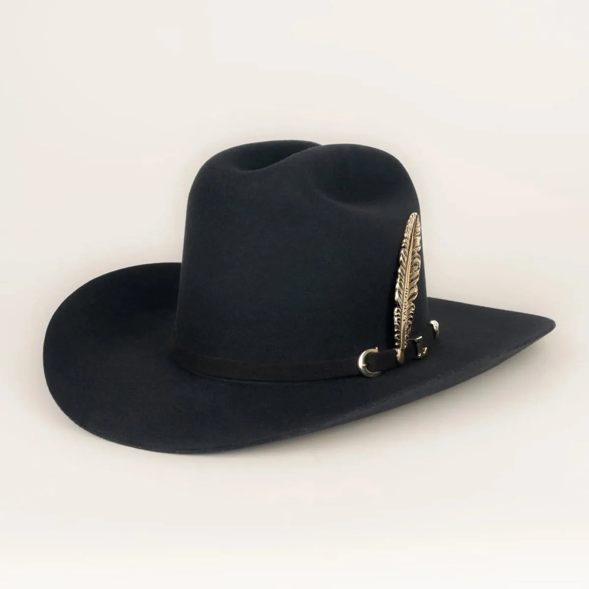 Official Carin Leon Cowboy Felt Hat with Silver Feather Black