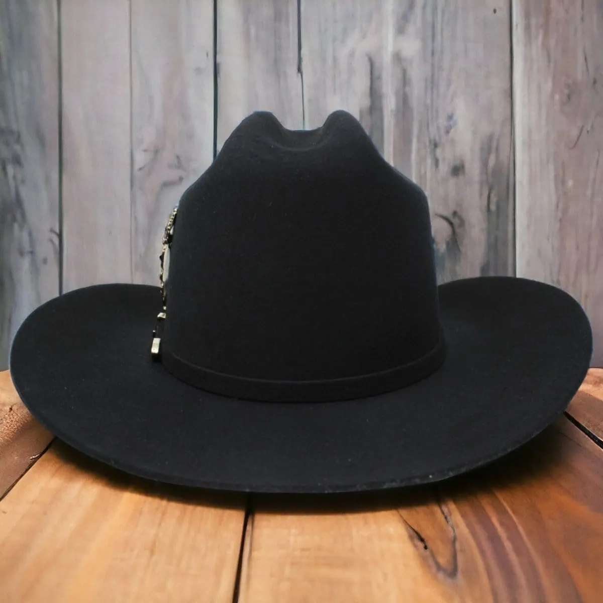 Official Carin Leon Cowboy Felt Hat with Silver Feather Black