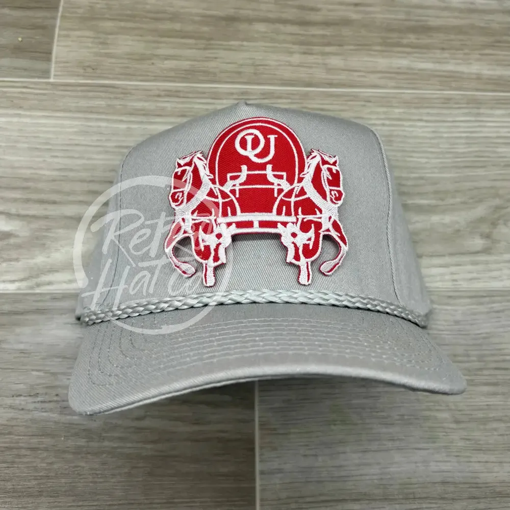 Oklahoma / OU Sooners Horses on Tall Gray Retro Rope Hat