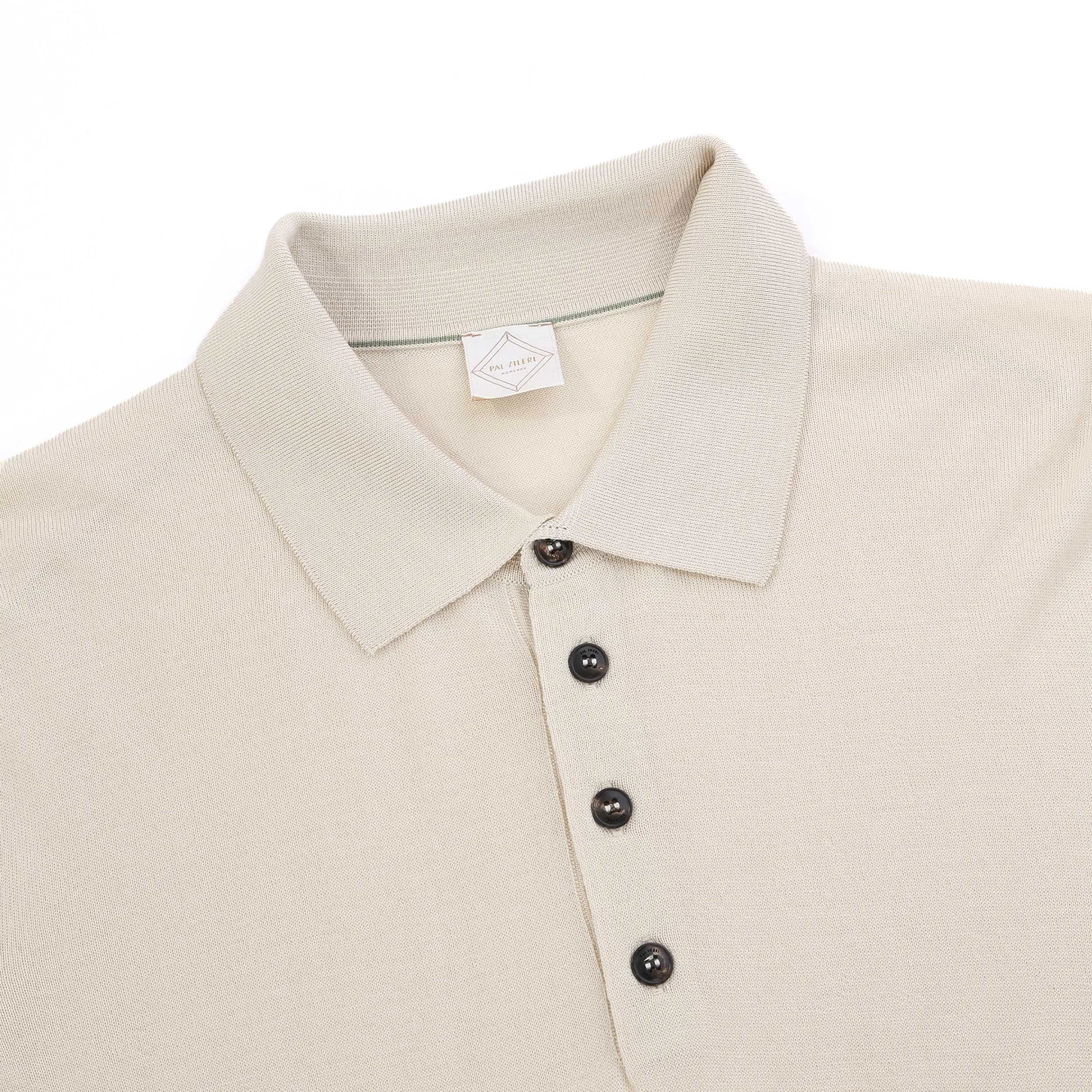 Pal Zileri 3 Button Knitted Polo Shirt in Cream