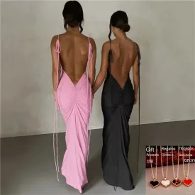 Party Spaghetti Solid Backless Sexy Birthday 2024 Club Elegant Strap Vestido Dress