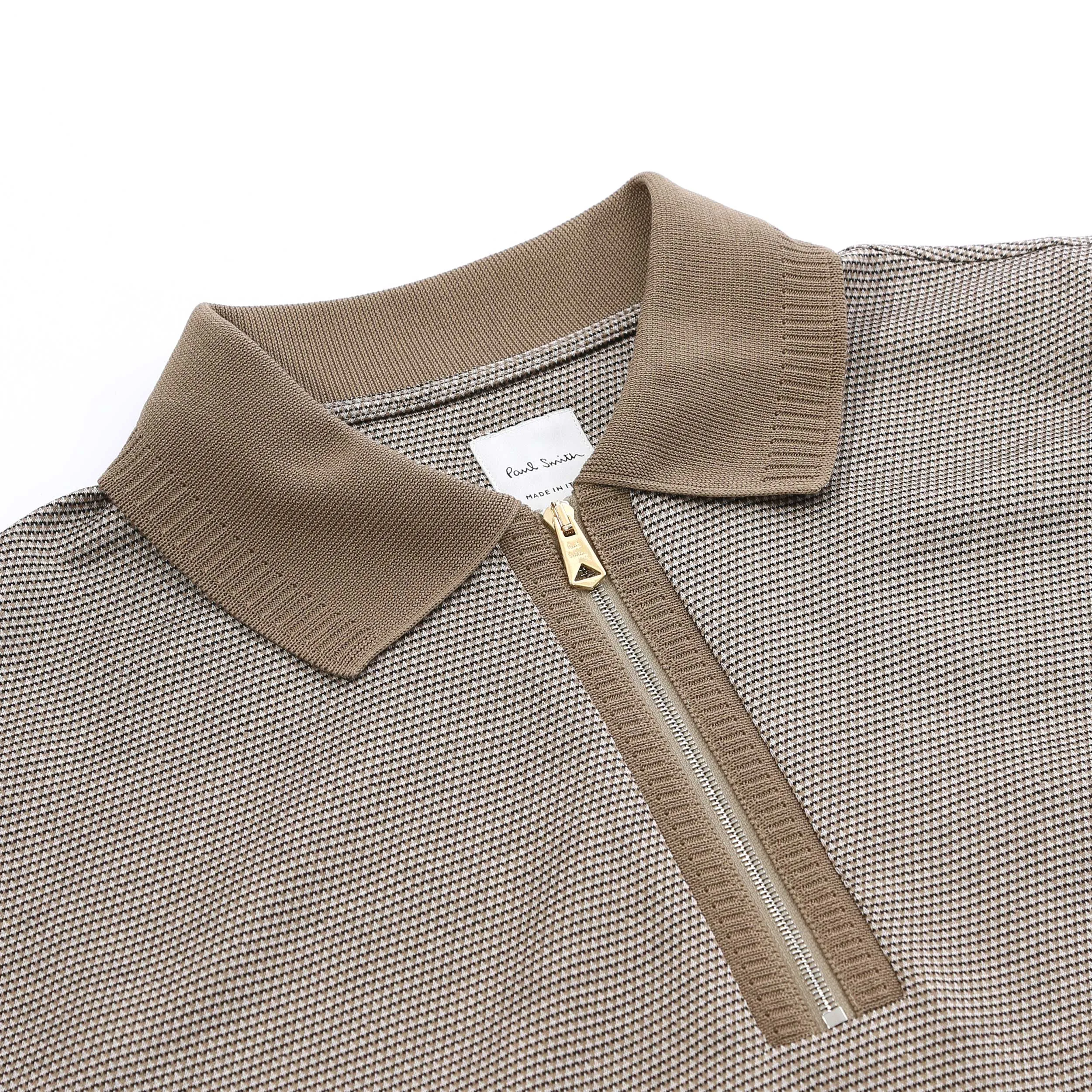 Paul Smith Zip Polo Shirt in Brown