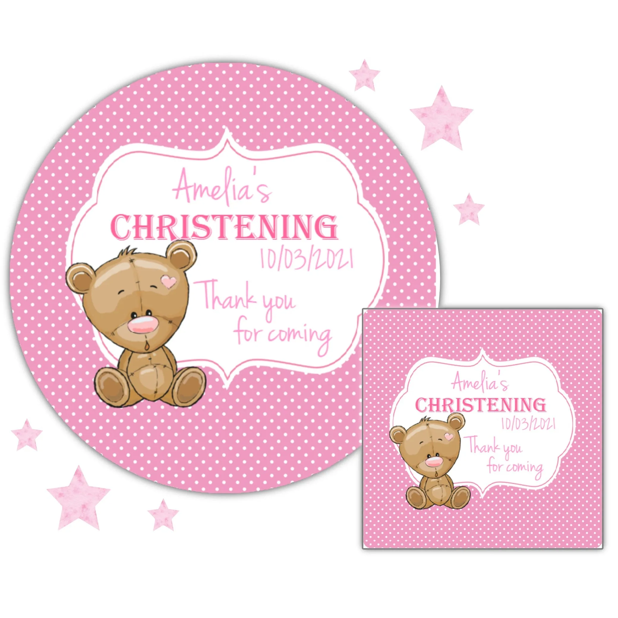 Personalised Christening Party Stickers