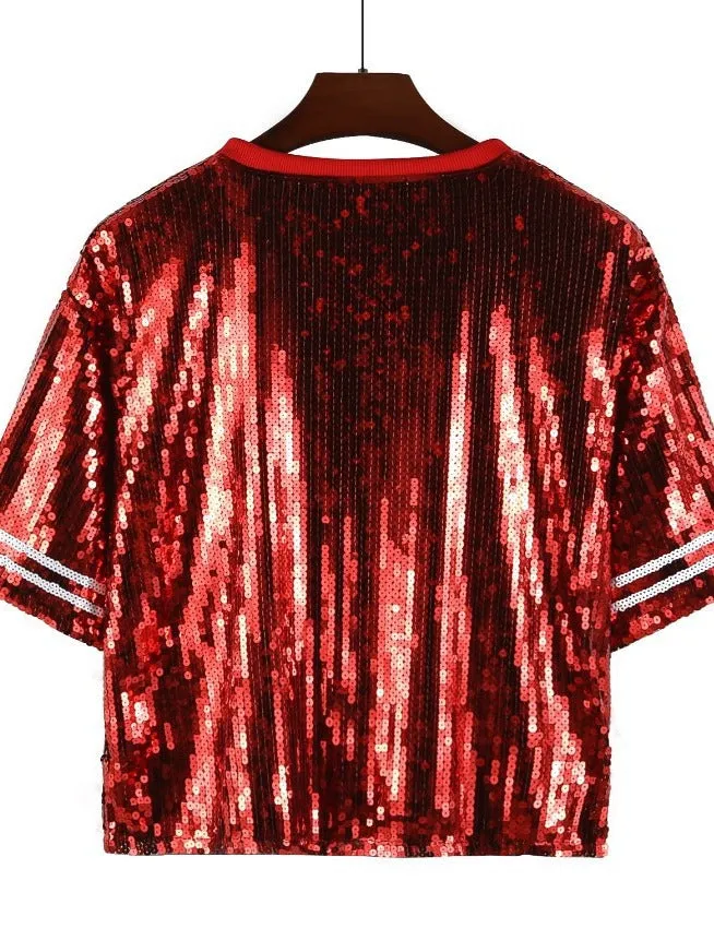 Pre Order:  Baseball Football Sequin Jersey T-Shirt