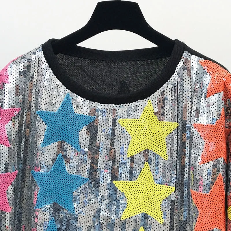 Pre Order:  Star Sequin Loose T-Shirt