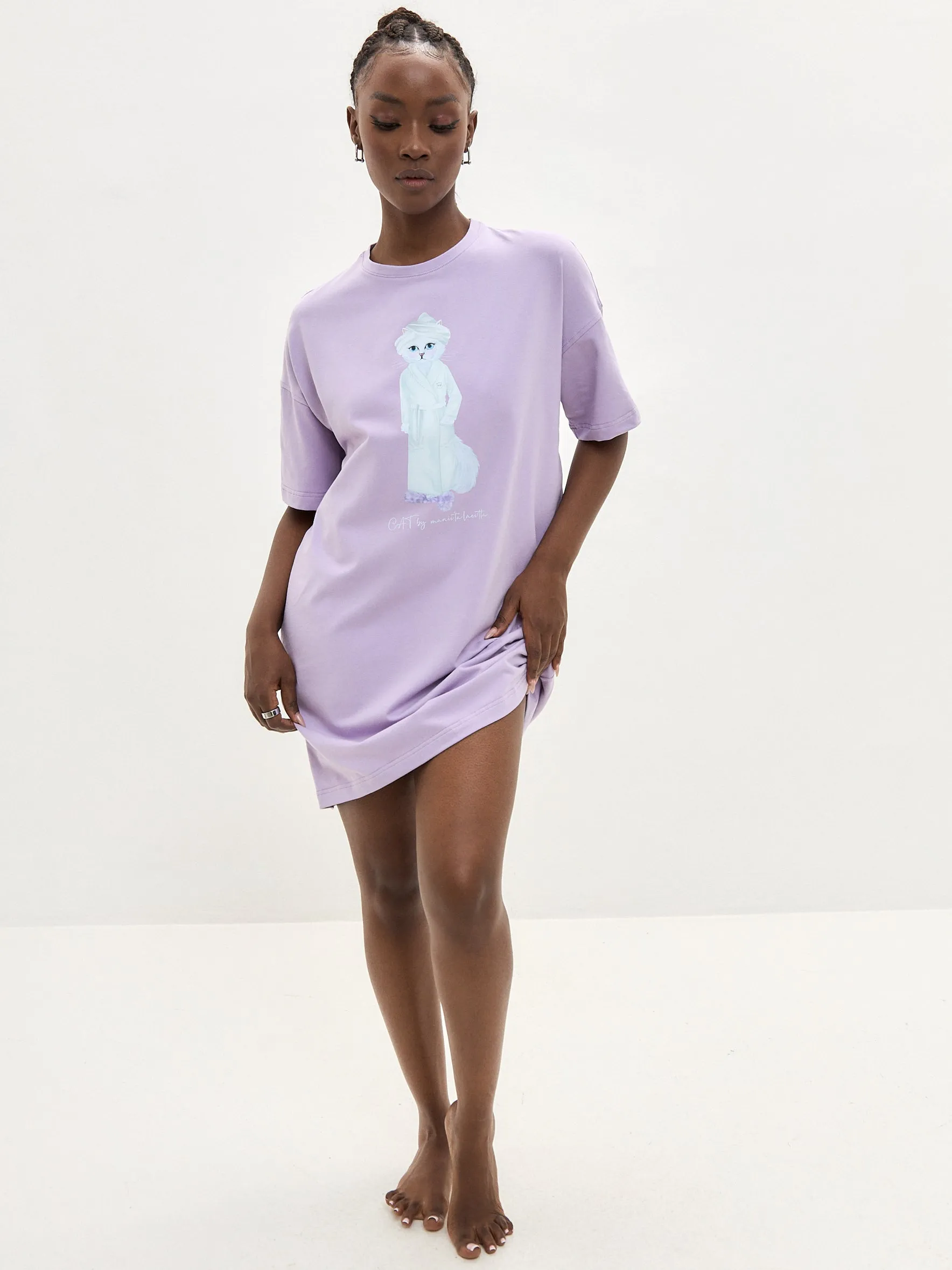 Purple Printed oversized T-shirt SPA CAT