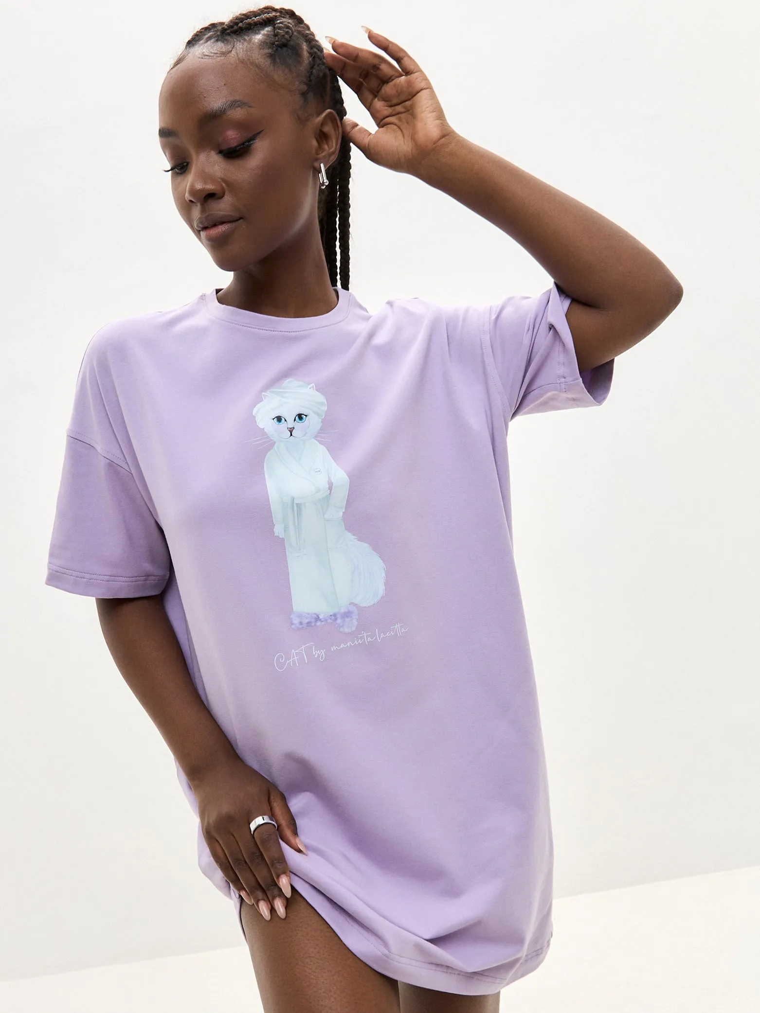 Purple Printed oversized T-shirt SPA CAT