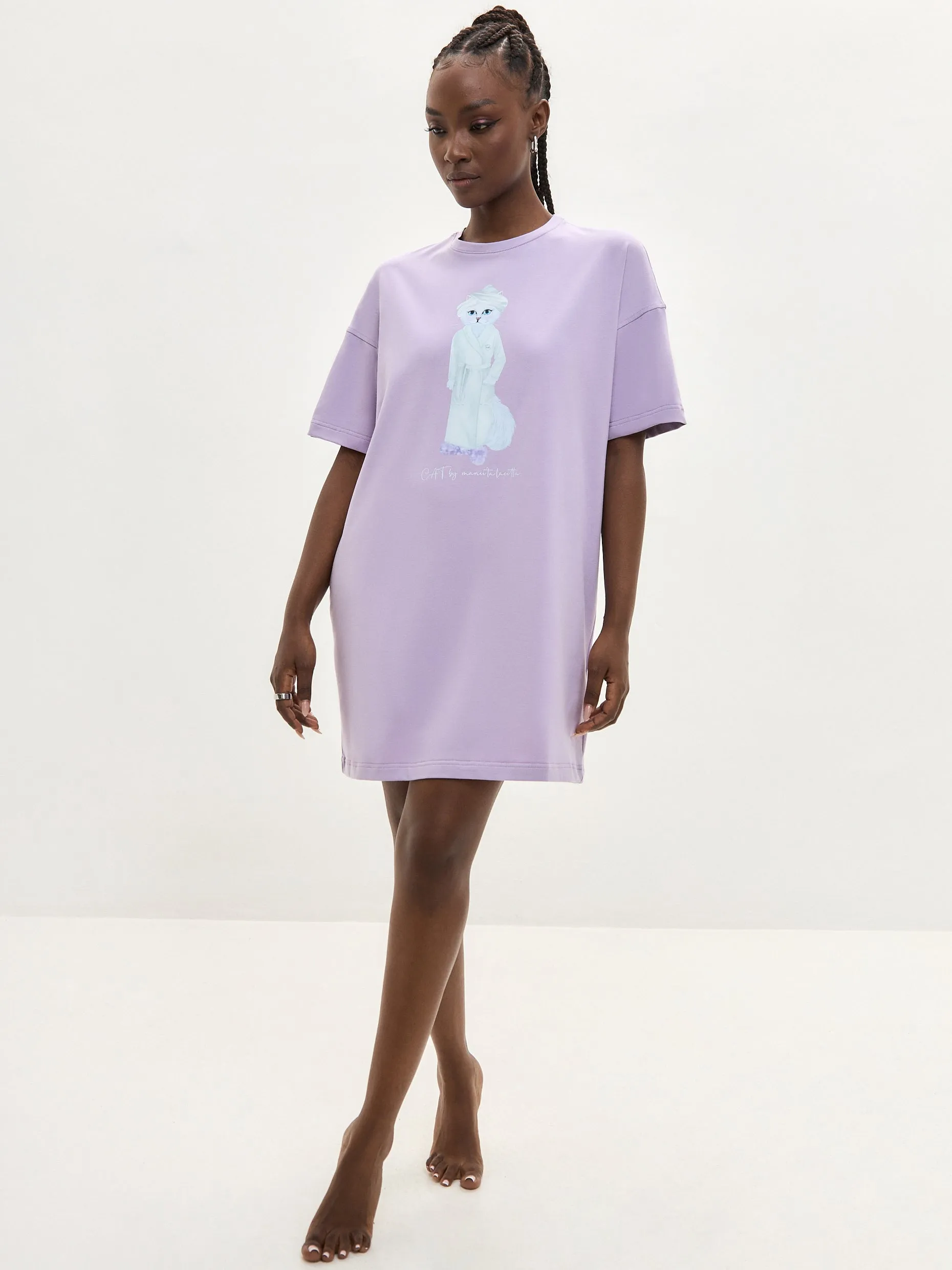 Purple Printed oversized T-shirt SPA CAT