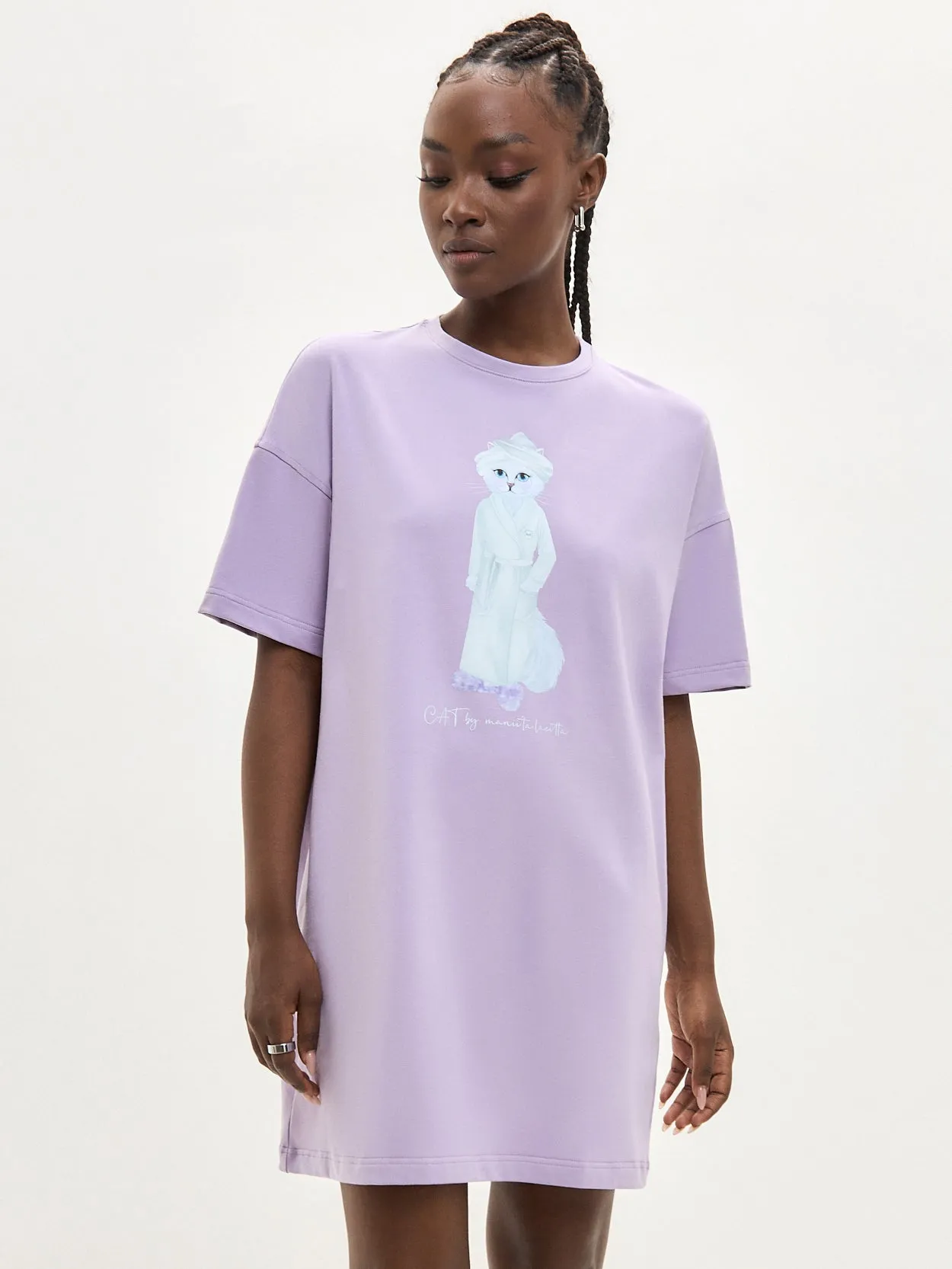 Purple Printed oversized T-shirt SPA CAT