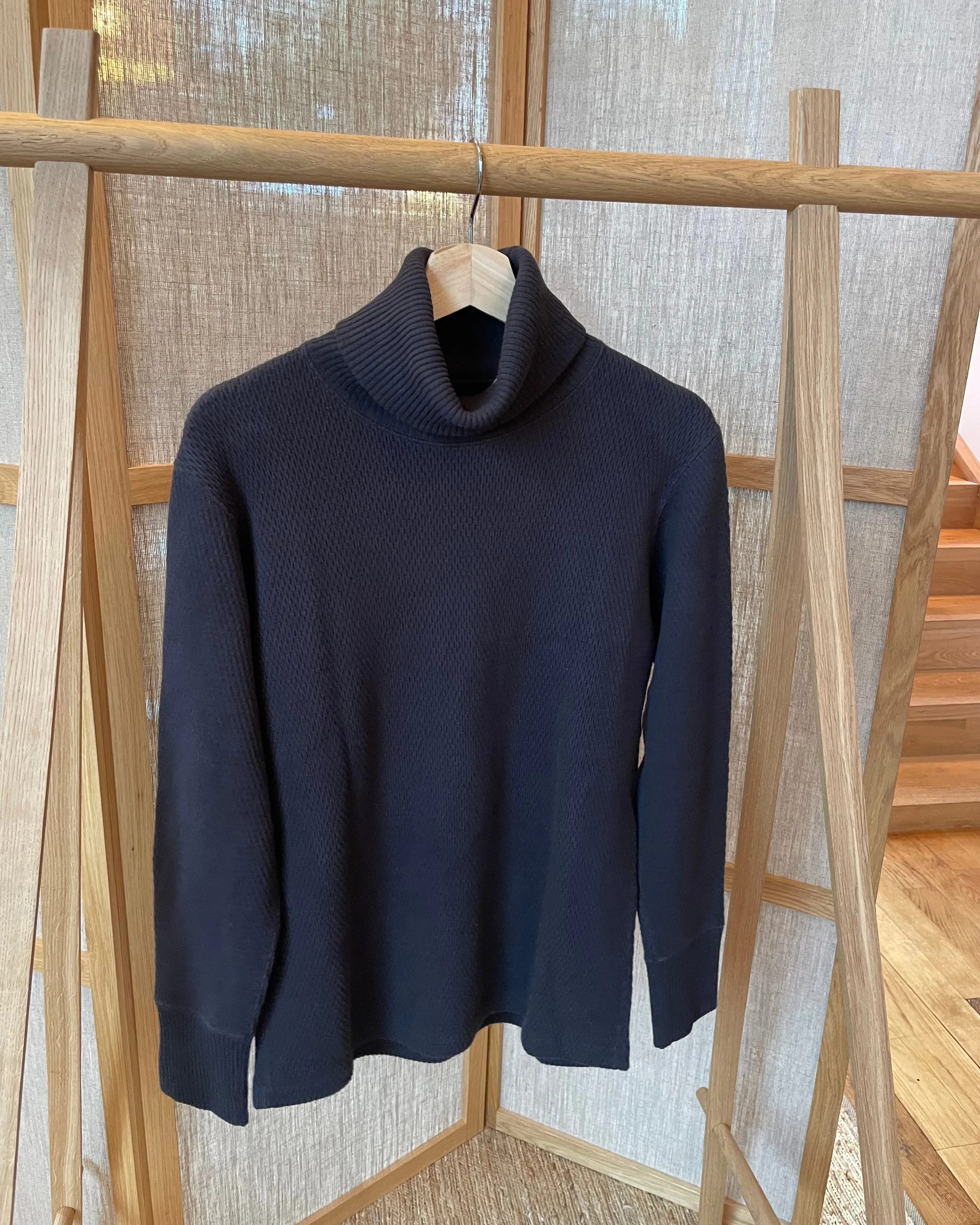 Ragtime Super Heavy Weight Thermal Turtle Neck Shirts in Overdyed Black